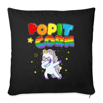 Pop It Corn Licorne douce enchanteresse - Housse de coussin décorative 45 x 45 cm - noir - Devant