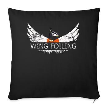 Wing Foiling or Wing Surf and Wing surfing Design - Sofa pillowcase 17,3'' x 17,3'' (45 x 45 cm) - black - Front