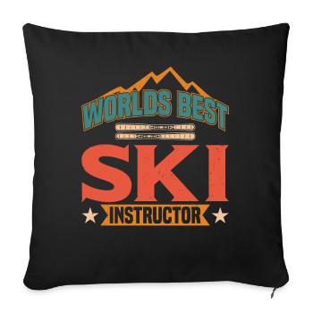 Skier Skiing Skiing - Sofa pillowcase 17,3'' x 17,3'' (45 x 45 cm) - black - Front