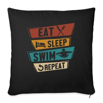 Nageurs Compétition Natation Eau Cadeau - Housse de coussin décorative 45 x 45 cm - noir - Devant