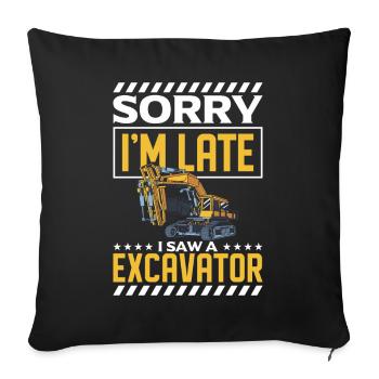 Construction vehicle worker excavator - Sofa pillowcase 17,3'' x 17,3'' (45 x 45 cm) - black - Front