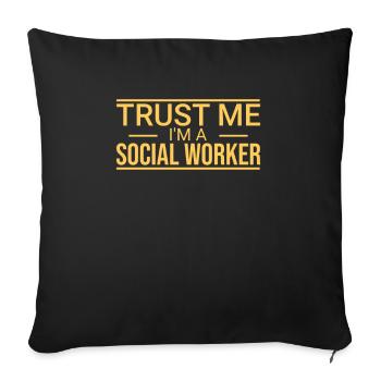 | de confiance des travailleurs sociaux Travail social » - Housse de coussin décorative 45 x 45 cm - noir - Devant