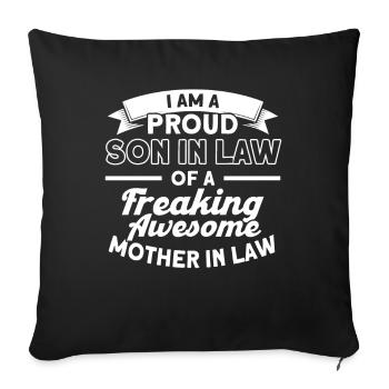 Fier gendre d’une belle-mère - Housse de coussin décorative 45 x 45 cm - noir - Devant