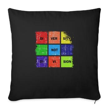 Diversity not Division Peace Love Inclusions Human - Sofa pillowcase 17,3'' x 17,3'' (45 x 45 cm) - black - Front
