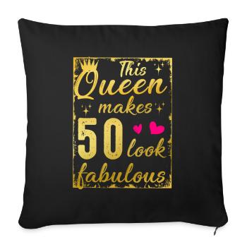 This Queen Makes 50 Look Fabulous 50th Birthday - Sofa pillowcase 17,3'' x 17,3'' (45 x 45 cm) - black - Front