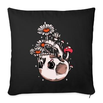 Mushroom Collector Skull Morel Mycologist Porcini - Sofa pillowcase 17,3'' x 17,3'' (45 x 45 cm) - black - Front