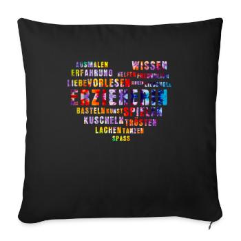 Erzieherin Mit Herz - Sofakissenbezug 45 x 45 cm - Schwarz - Vorne