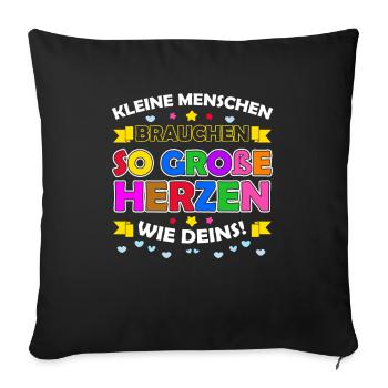 Kleine Menschen Brauchen So Große Herzen Wie Deins - Sofakissenbezug 45 x 45 cm - Schwarz - Vorne