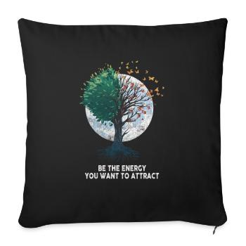 Arbre Yggdrasil Viking Celtique Norse Symbole de vie - Housse de coussin décorative 45 x 45 cm - noir - Devant