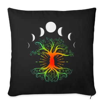 Phases of the Moon Symbol Vibe Tree - Sofa pillowcase 17,3'' x 17,3'' (45 x 45 cm) - black - Front