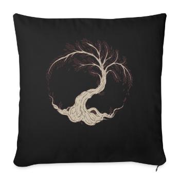 Arbre Yggdrasil Viking Celtique Norse Symbole de vie - Housse de coussin décorative 45 x 45 cm - noir - Devant