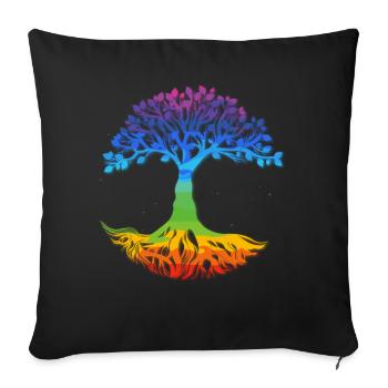 Arbre Yggdrasil Viking Celtique Norse Symbole de vie - Housse de coussin décorative 45 x 45 cm - noir - Devant