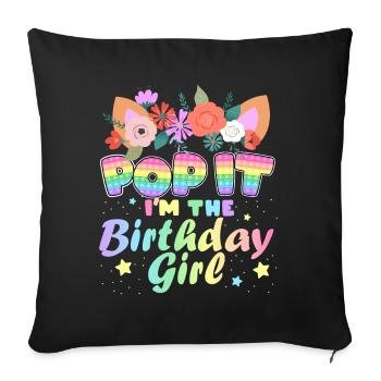 Pop It I’m The Birthdaygirl Magic Unicorn Party - Housse de coussin décorative 45 x 45 cm - noir - Devant
