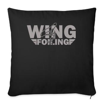 Wing Foiling or Wing Surf and Wing surfing Design - Sofa pillowcase 17,3'' x 17,3'' (45 x 45 cm) - black - Front