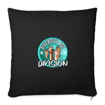 Diversity not Division Peace Love Inclusion Human - Sofa pillowcase 17,3'' x 17,3'' (45 x 45 cm) - black - Front