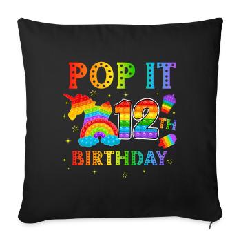 Pop It 12th Birthday 12 Party For Girls Pop It - Sofa pillowcase 17,3'' x 17,3'' (45 x 45 cm) - black - Front