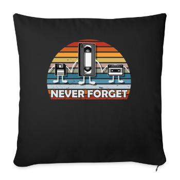 Never Forget Tee Funny Videocassette Floppy Disk - Sofakissenbezug 45 x 45 cm - Schwarz - Vorne