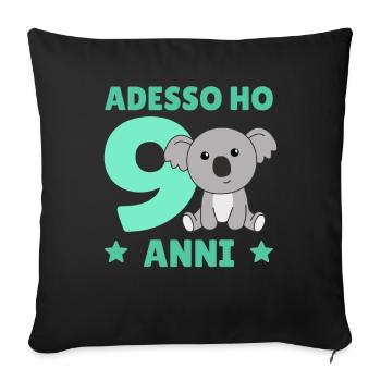 Enfants 9ème anniversaire Koala Adesso ho 9 anni - Housse de coussin décorative 45 x 45 cm - noir - Devant