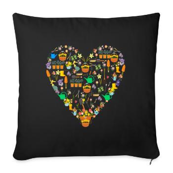 Heart Gardening Tools Garden Nature Plant - Sofa pillowcase 17,3'' x 17,3'' (45 x 45 cm) - black - Front