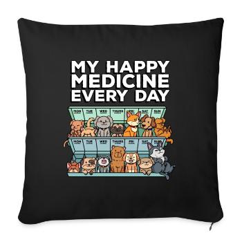 Ma pilule happy medicine tous les jours - Housse de coussin décorative 45 x 45 cm - noir - Devant
