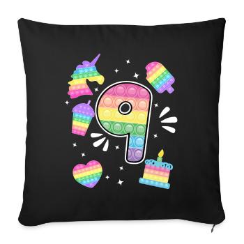 9th Birthday Pop 9 Year Party For Girls pop it - Sofa pillowcase 17,3'' x 17,3'' (45 x 45 cm) - black - Front