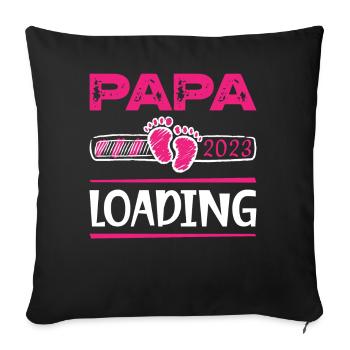 Papa 2023 Loading Dad To Be Baby Girl Vatertag - Sofakissenbezug 45 x 45 cm - Schwarz - Vorne