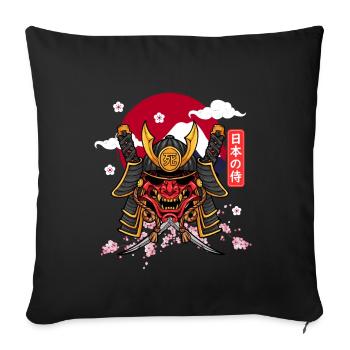 Japanischer Warlord Samurai Krieger - Sofakissenbezug 45 x 45 cm - Schwarz - Vorne
