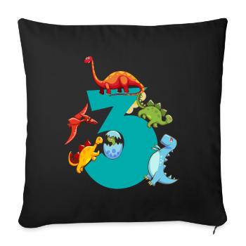 Dinosaure 3 ans 3ème fête d’anniversaire - Housse de coussin décorative 45 x 45 cm - noir - Devant