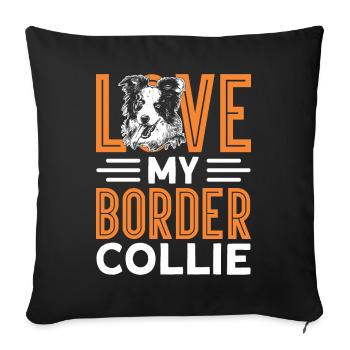 J’adore mon Border Collie - Housse de coussin décorative 45 x 45 cm - noir - Devant