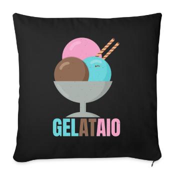 Gelataio Machine à crème glacée Sorbet Icicles Mochi - Housse de coussin décorative 45 x 45 cm - noir - Devant