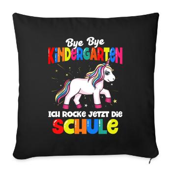 Einhorn Schulbeginn Schulanfänger Schulkind - Sofakissenbezug 45 x 45 cm - Schwarz - Vorne
