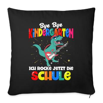 Dinosaurier Schulbeginn Schulanfänger Schulkind - Sofakissenbezug 45 x 45 cm - Schwarz - Vorne