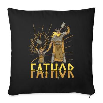 Fathor Viking Papa Valkyrie Guerrier Hache Fête des Pères - Housse de coussin décorative 45 x 45 cm - noir - Devant