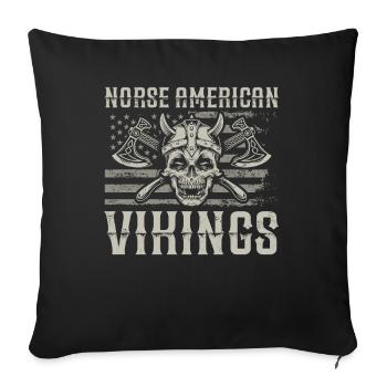 Vikings américains nordiques Us Independence Day - Housse de coussin décorative 45 x 45 cm - noir - Devant