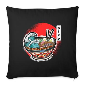 Ramen Bowl Wave Soupe de nouilles japonaises - Housse de coussin décorative 45 x 45 cm - noir - Devant