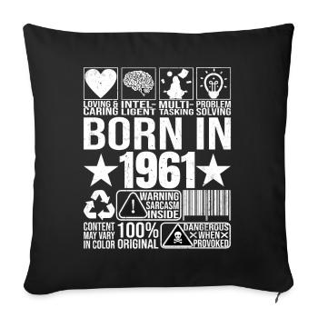 Né en 1961 Content Warning Label Barcode - Housse de coussin décorative 45 x 45 cm - noir - Devant
