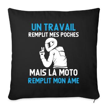 Motard idée cadeau Passion moto humour citations - Housse de coussin décorative 45 x 45 cm - noir - Devant