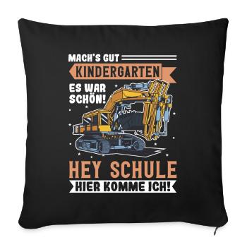 Bagger Schulbeginn Schulanfänger Schulkind - Sofakissenbezug 45 x 45 cm - Schwarz - Vorne