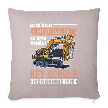 Bagger Schulbeginn Schulanfänger Schulkind - Sofakissenbezug 45 x 45 cm - helles Taupe - Vorne