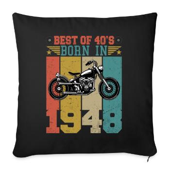 Le meilleur des années 40 né en 1948 Moto vintage - Housse de coussin décorative 45 x 45 cm - noir - Devant