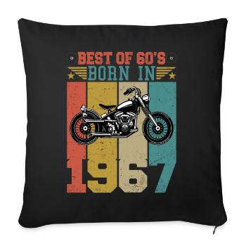 Le meilleur de la moto vintage 1967 née des années 60 - Housse de coussin décorative 45 x 45 cm - noir - Devant