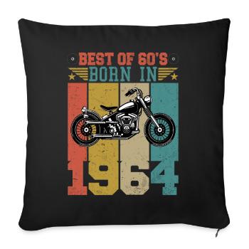 Le meilleur de la moto vintage 1964 née des années 60 - Housse de coussin décorative 45 x 45 cm - noir - Devant