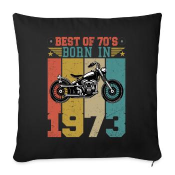 Le meilleur de la moto vintage 1973 née des années 70 - Housse de coussin décorative 45 x 45 cm - noir - Devant