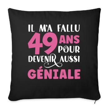 Anniversaire 49 ans, idée cadeau date de naissance - Housse de coussin décorative 45 x 45 cm - noir - Devant