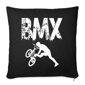 bmx race vélo cycliste rider trick - Housse de coussin décorative 45 x 45 cm - noir - Devant