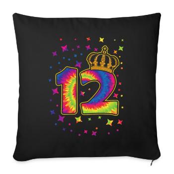 Tie-dye 12. Geburtstagsfeier 12 Jahre Alter - Sofakissenbezug 45 x 45 cm - Schwarz - Vorne
