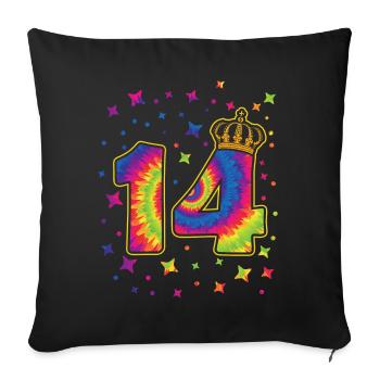 Tie-dye 14. Geburtstagsfeier 14 Jahre Alter - Sofakissenbezug 45 x 45 cm - Schwarz - Vorne