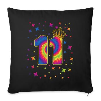 Tie-dye 11. Geburtstagsfeier 11 Jahre Alter - Sofakissenbezug 45 x 45 cm - Schwarz - Vorne