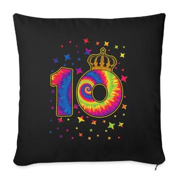 Tie-dye 10. Geburtstagsfeier 10 Jahre Alter - Sofakissenbezug 45 x 45 cm - Schwarz - Vorne