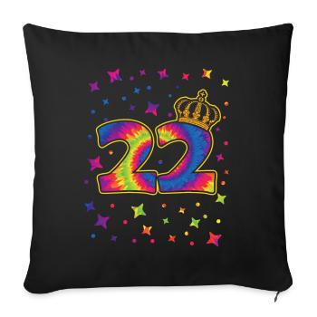 Tie-dye 22nd birthday party 22 years old - Sofa pillowcase 17,3'' x 17,3'' (45 x 45 cm) - black - Front